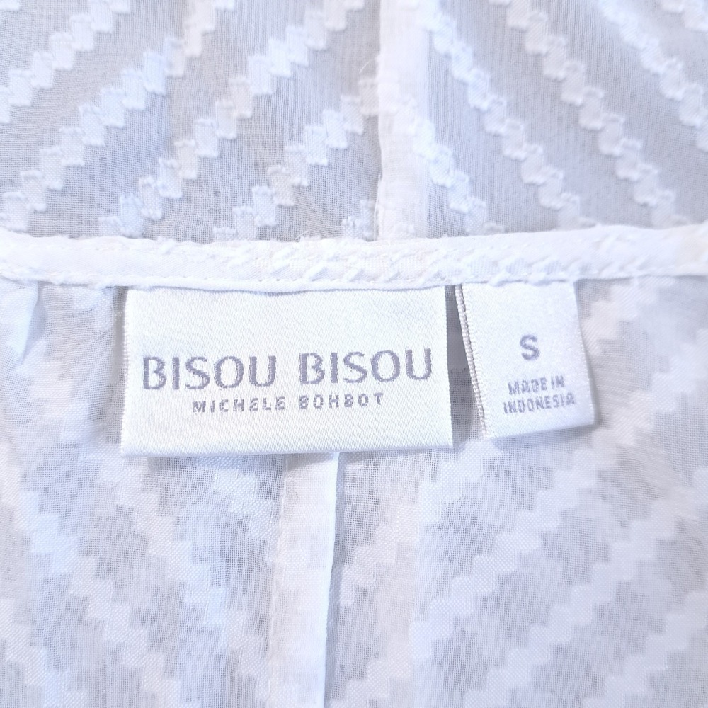 Bisou Bisou Women's Cardigan White Size S Sheer Kimono Cover Up Beach Summer - Picture 3 of 11